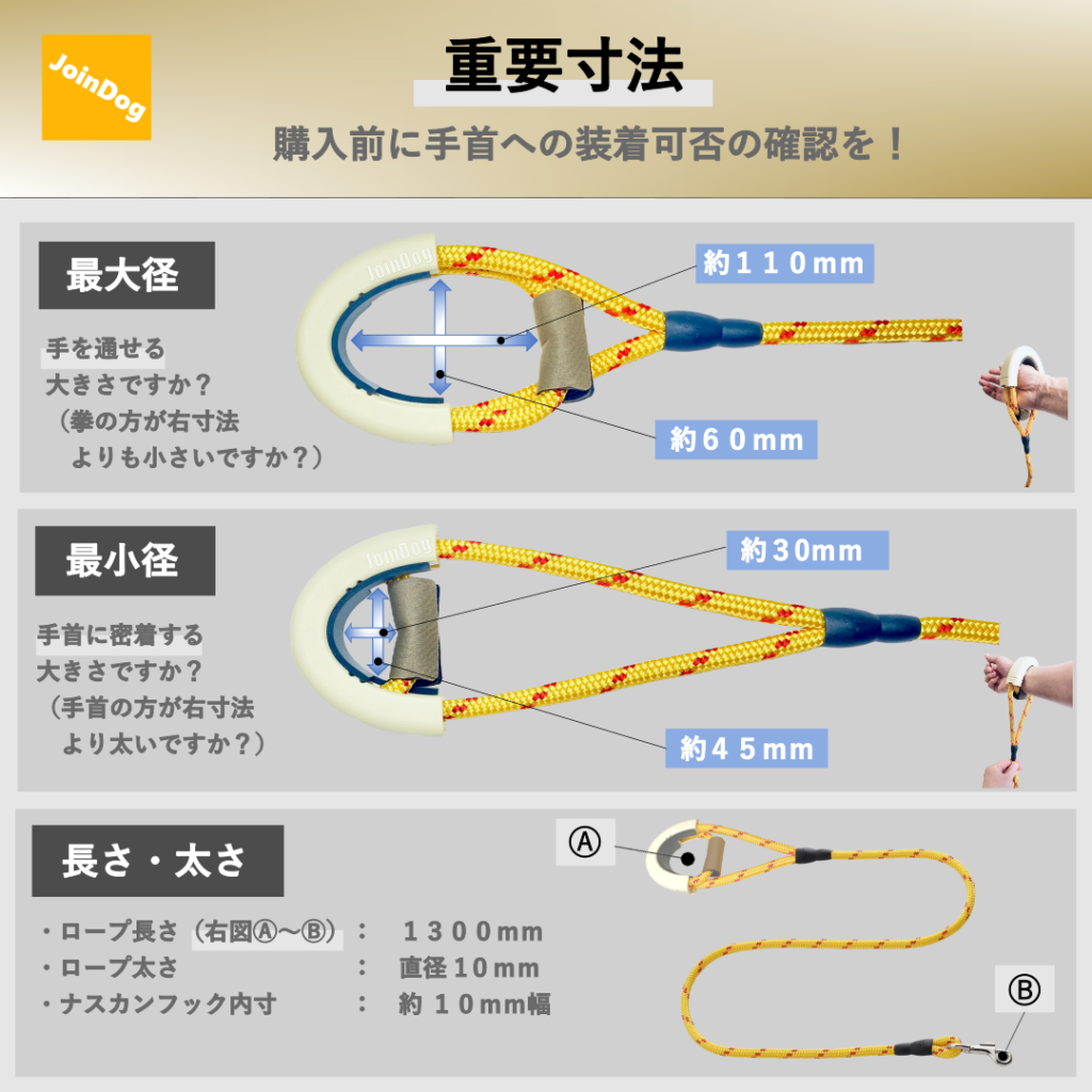 ハンズフリーリードの使用可否判断のための重要寸法説明
